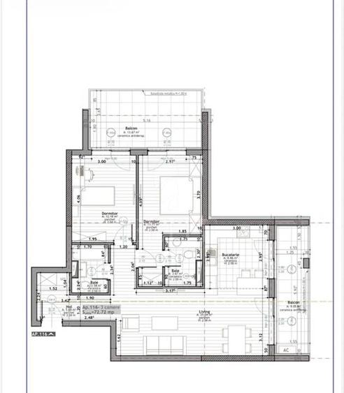 Apartament cu 3 camere semidecomandat, mobilat în Zorilor