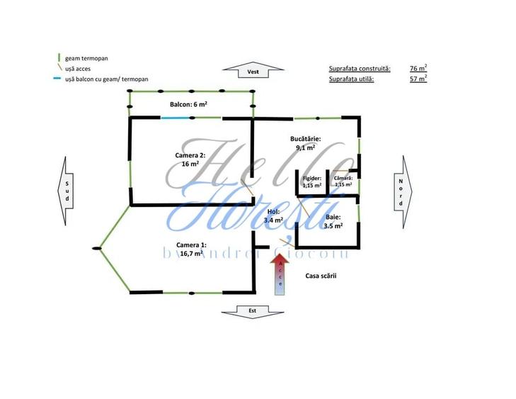 Apartament cu 2 camere decomandat în Mărăști