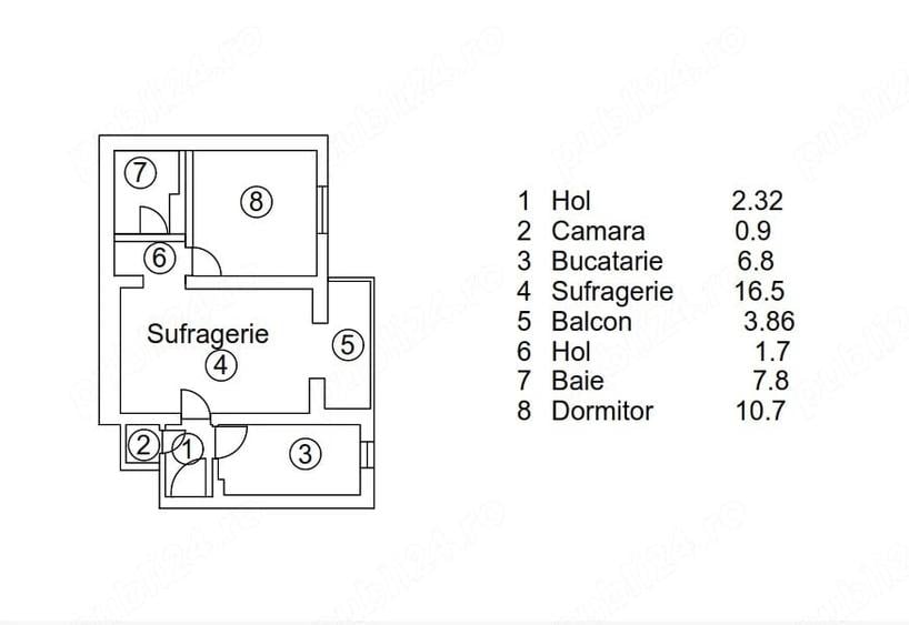 Apartament cu 2 camere semidecomandat în Victoriei