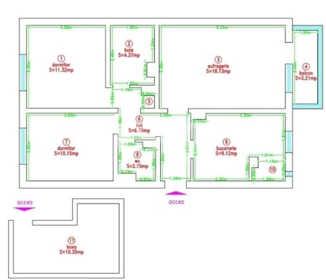 Apartament cu 3 camere decomandat în Bucovina