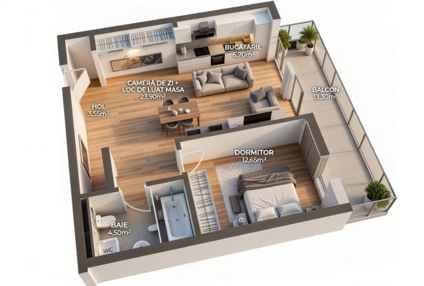 Apartament cu 2 camere semidecomandat în Dâmbul Rotund