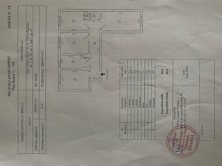 Apartament cu 3 camere decomandat în Micro 40