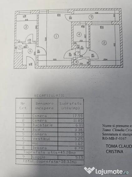 Apartament cu 2 camere semidecomandat în Gorjului