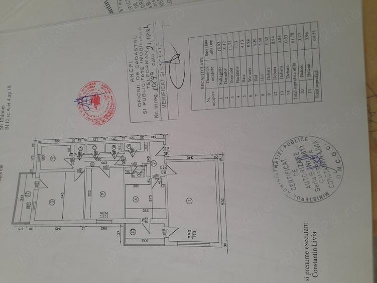Apartament cu 3 camere decomandat în Central