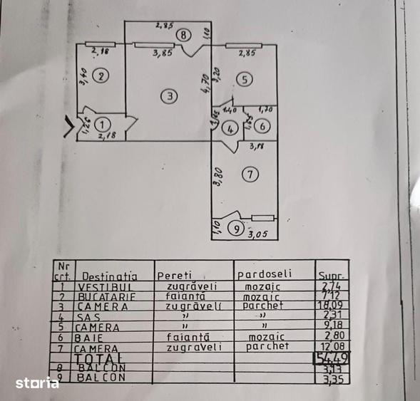 Apartament cu 3 camere decomandat în Cișmigiu