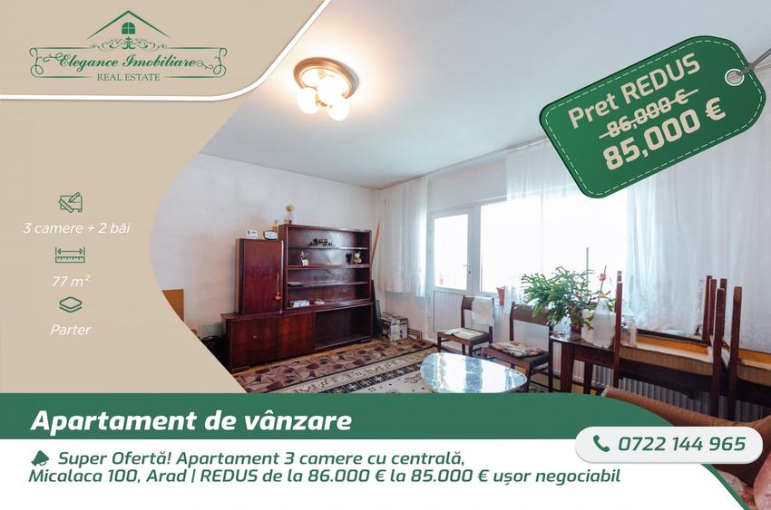 Apartament cu 3 camere decomandat, mobilat în Miorița