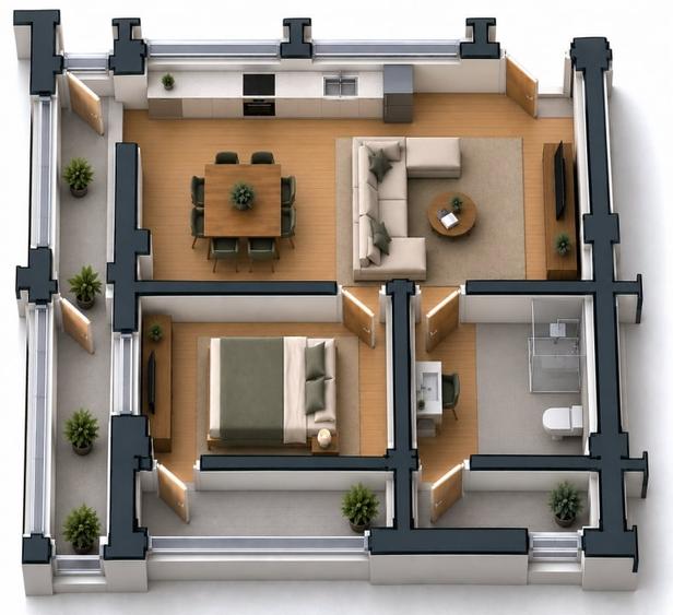 Apartament cu 2 camere decomandat în Preajba