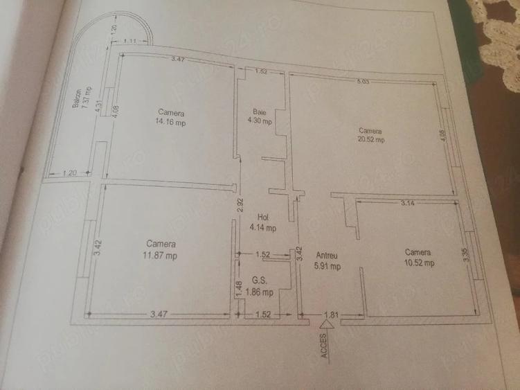 Apartament cu 3 camere decomandat în Exterior Vest