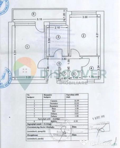 Podu Ros, 2 camere decomandate, 53 mp, la bulevard, etaj int - 5
