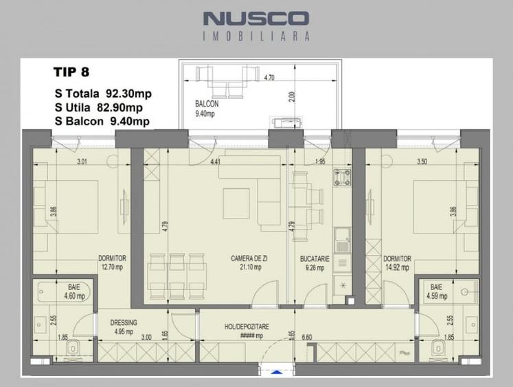 Apartament cu 3 camere decomandat în Pipera