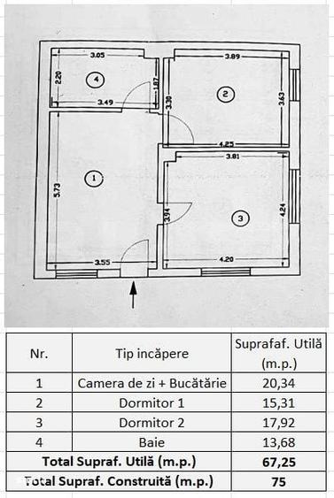 Casă cu 3 camere cu Teren 1783 Mp în Central