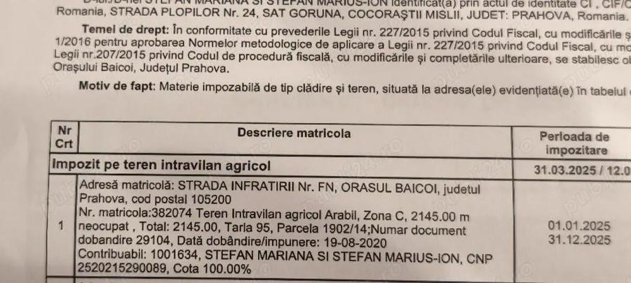 Teren de 4079 mp, în Goruna