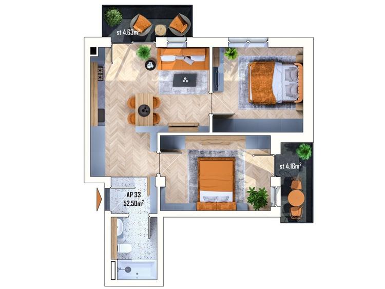 Apartament cu 3 camere în Apahida
