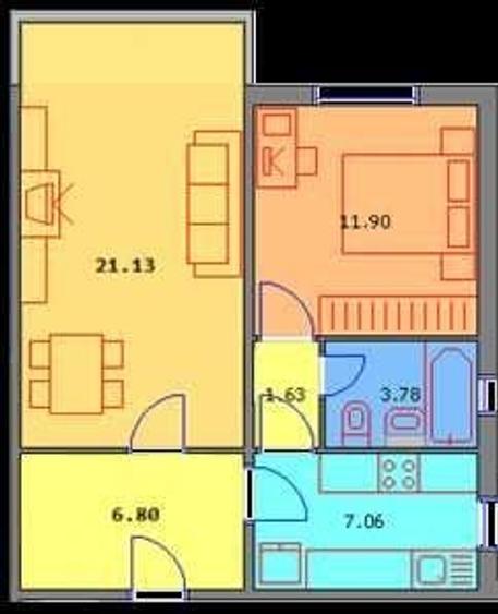 Apartament cu 2 camere decomandat în Central