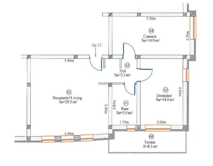 Apartament cu 3 camere decomandat în Neptun