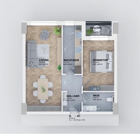 2 Camere 56mp NOU - Tatarasi Venetia - Complex LUX Rezidential - zona Kaufland - 8