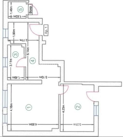 Apartament cu 2 camere decomandat, mobilat în Metalurgiei