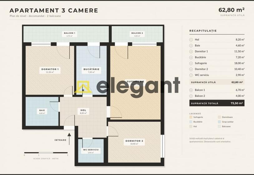 Apartament cu 3 camere decomandat, mobilat în Lăpuș