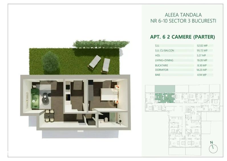 Apartament cu 2 camere în Mihai Bravu