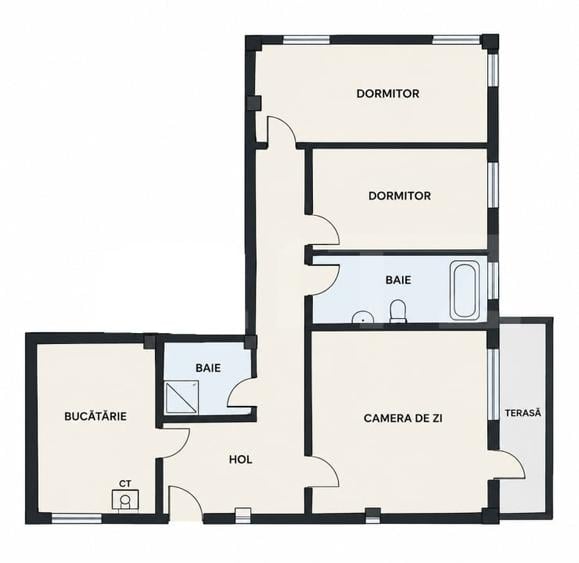 Apartament cu 3 camere decomandat, mobilat în Borhanci