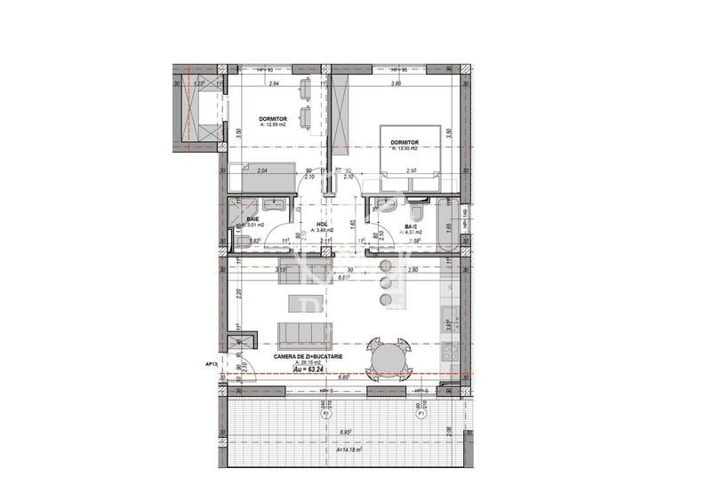 Apartament cu 3 camere în Cristian