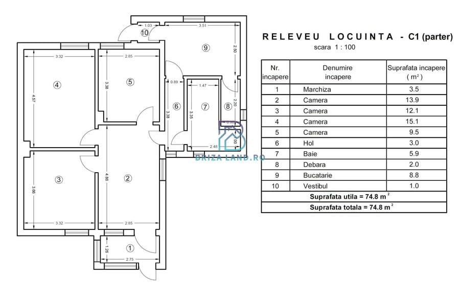 Duplex cu 4 camere cu Canalizare în Bucureștii Noi