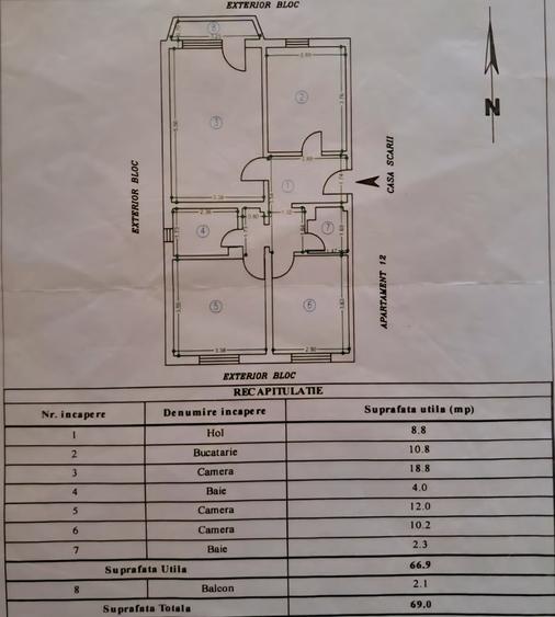 Apartament cu 3 camere decomandat în Ștefan cel Mare