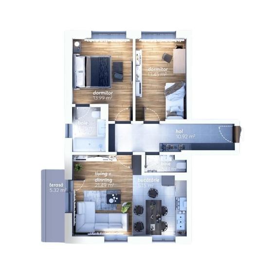 Apartament cu 3 camere în Timișoara