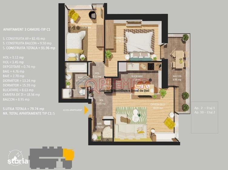 Apartament cu 3 camere în Cotroceni