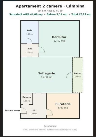 Apartament cu 2 camere în Central