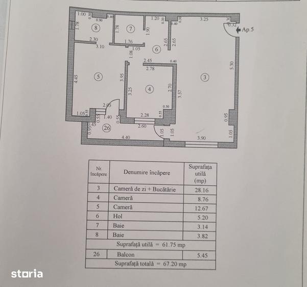 Apartament cu 3 camere în Central