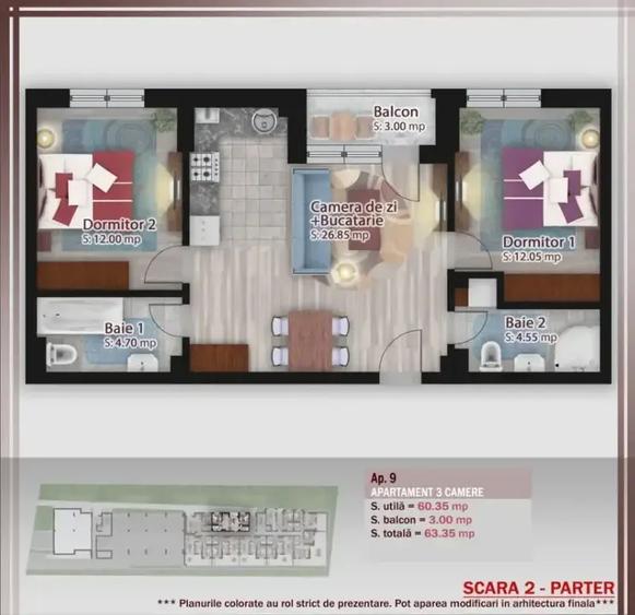 Apartament cu 3 camere în Theodor Pallady