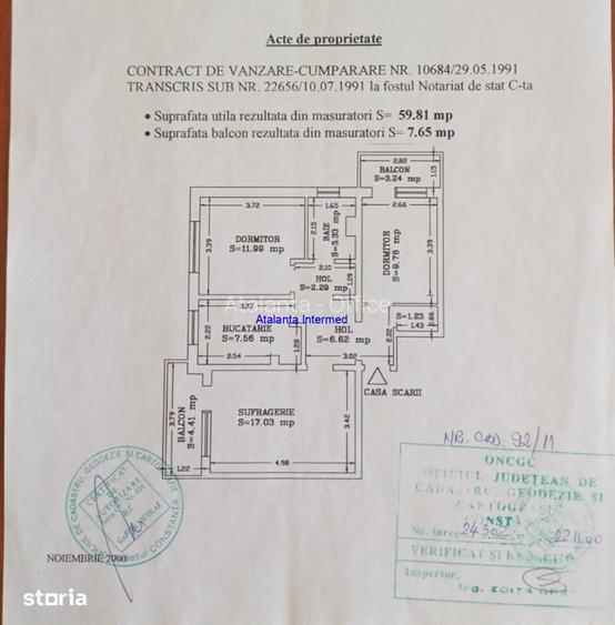 Apartament cu 3 camere decomandat în CET