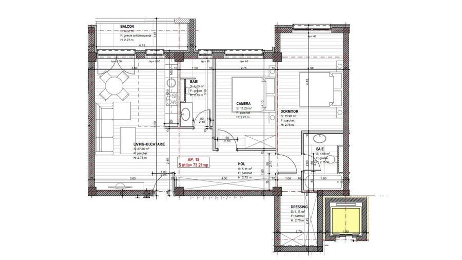 Apartament cu 2 camere semidecomandat în Girocului