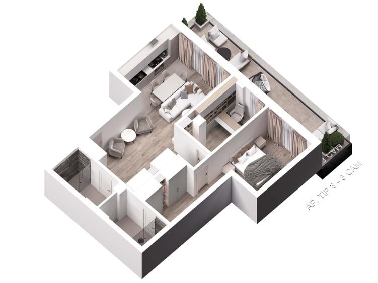 Apartament cu 3 camere decomandat în Parcul Carol