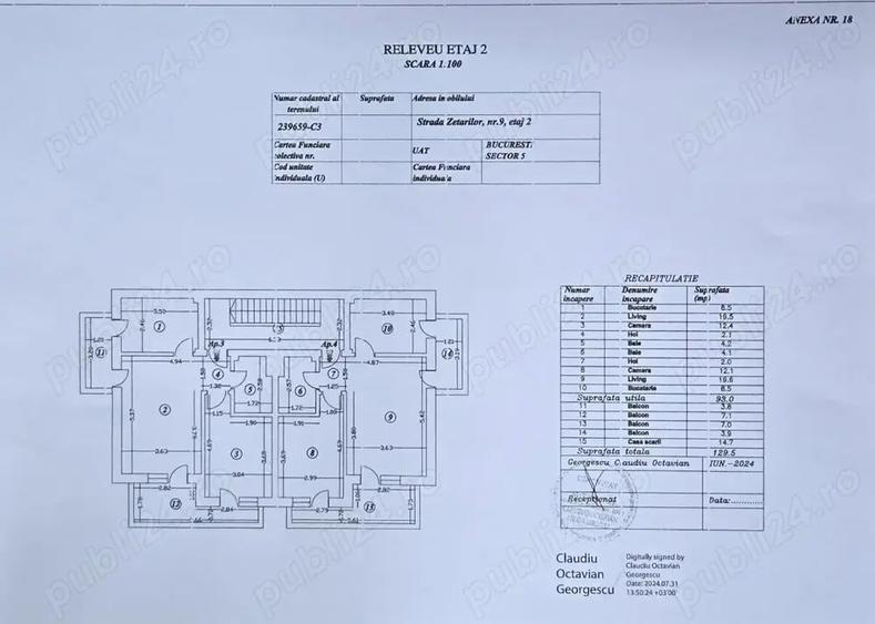 Apartament cu 2 camere decomandat în Central