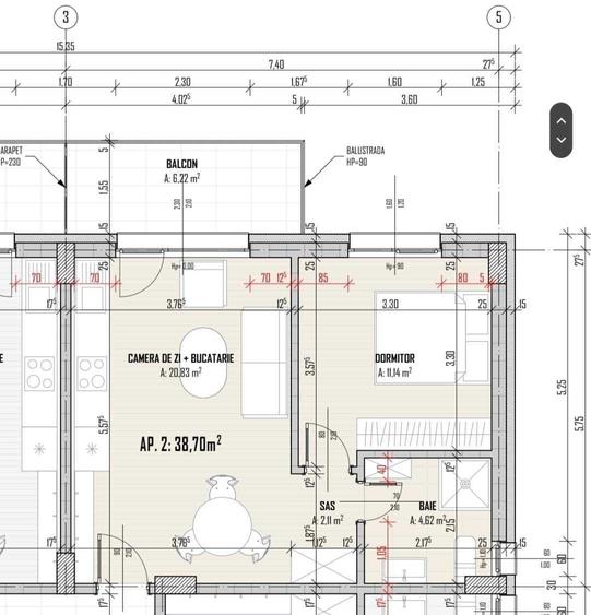 Apartament cu 2 camere semidecomandat în Baciu