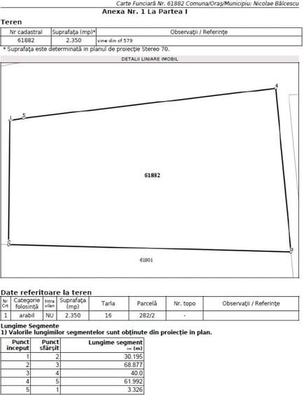 Teren agricol extravilan de 2354 mp, în Nicolae Bălcescu