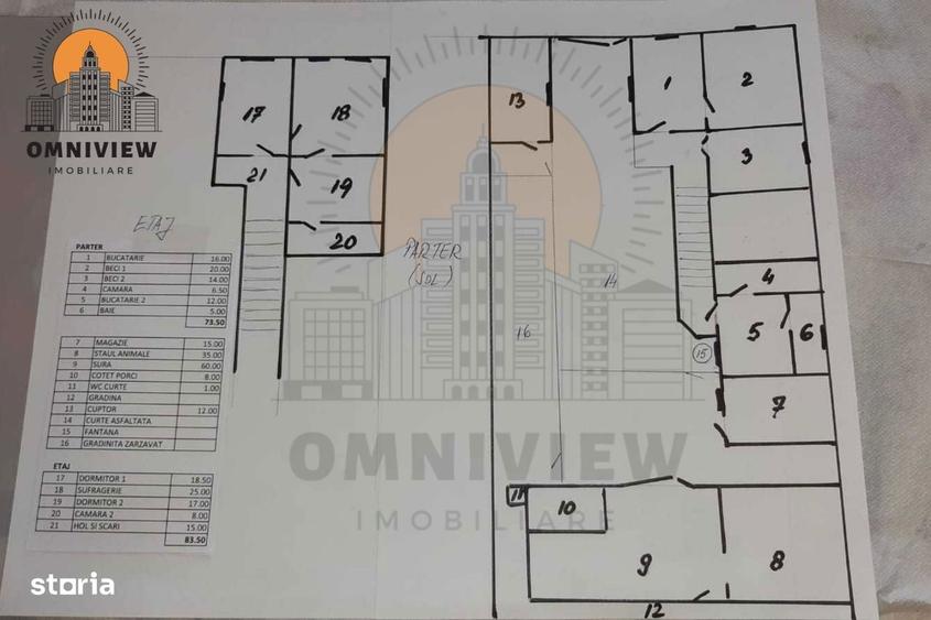 Casă cu 3 camere decomandat cu Teren 691 Mp în Bunești