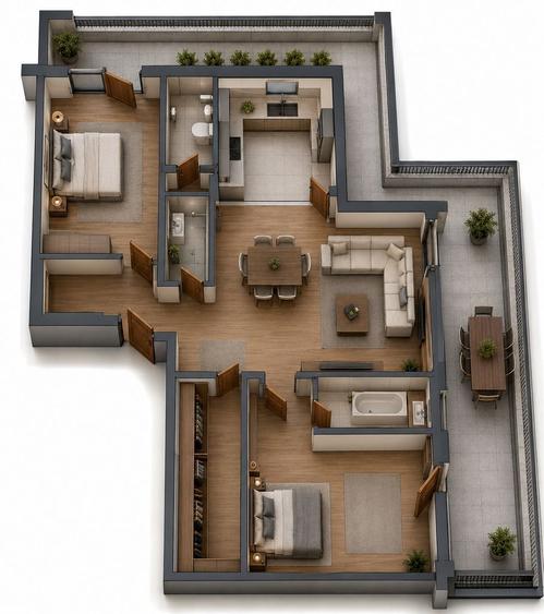 Apartament cu 3 camere în Zorilor