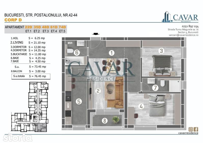Apartament cu 3 camere în Măgurele — fotografia 3