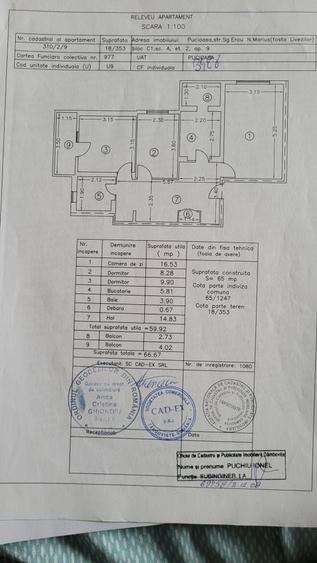 Apartament cu 3 camere decomandat în Central