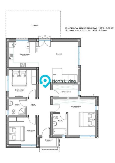 Casa individuala - 4 camere - 110 mp utili- Teren 500 mp -Domne?ti - 2