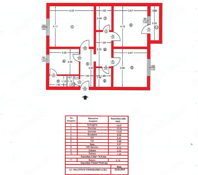 Apartament cu 3 camere decomandat în Central