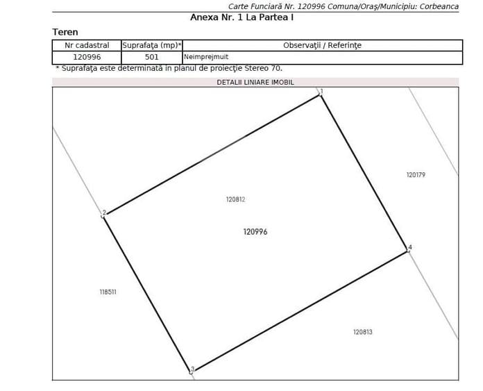 Teren Construcții intravilan de 809 mp, în Corbeanca