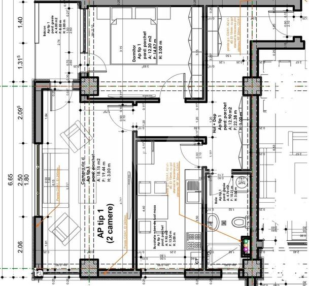 Apartament 2 camere 57.9mp utili buc separata balcon etaj 1 Sibiu - 2