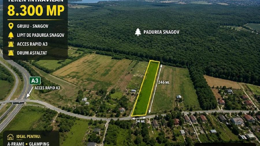 Teren Construcții intravilan de 8300 mp, în Snagov