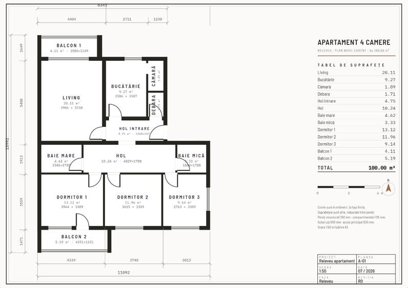 Apartament cu 4 camere decomandat, mobilat în Steaua
