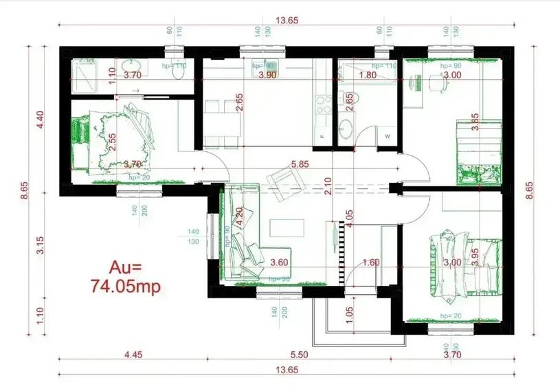 Casă cu 3 camere cu Canalizare în Afumați