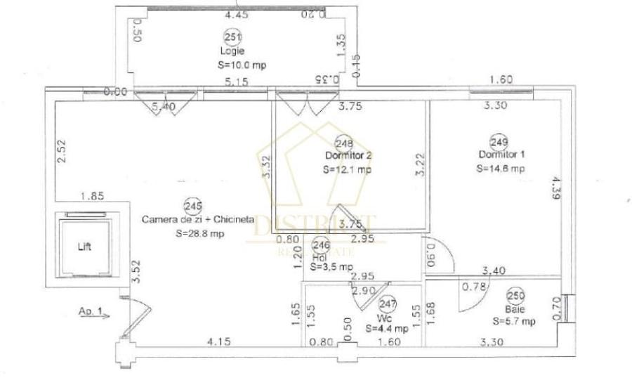 Apartament cu 3 camere semidecomandat în Aradului